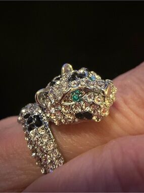 Susan Graver Silver-tone Leopard Ring